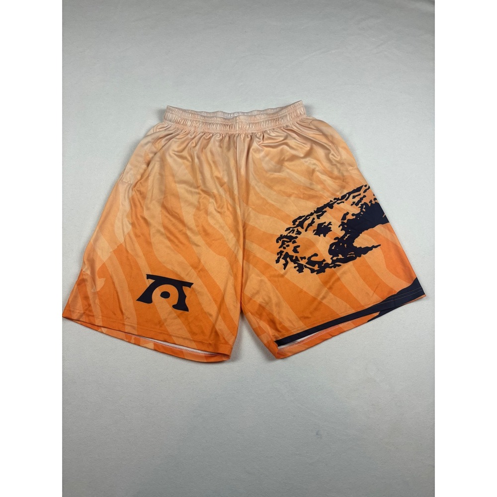 Beach Dogs Lacrosse Shorts Mens XL Orange Tiger Stripe Athletic Mesh Graphic